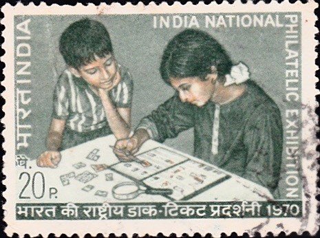 Children Examining Stamps
