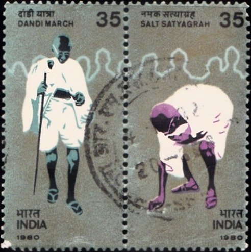 831 Dandi March - Mahatma Gandhi [India Se-tenant Stamp 1980]