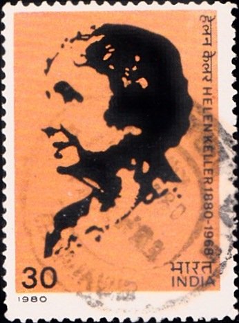 821 Helen Keller [India Stamp 1980]