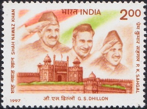 1555 Shah Nawaz Khan + G. S. Dhillon + P. K. Sahgal [India Stamp 1997]