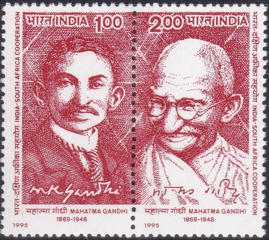 1462 Mahatma Gandhi, India-South Africa Cooperation [India Setenant Stamp 1995]