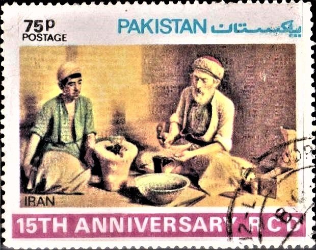 Goldsmith with his helper at work : Iranian Painting
