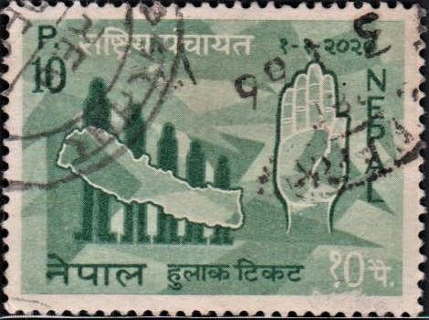 Map of Nepal and Hand